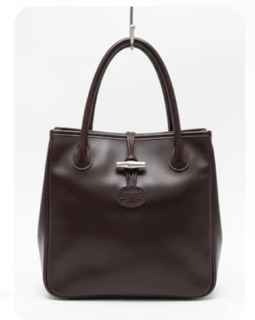LONGCHAMP Roseau leather tote bag burgundy