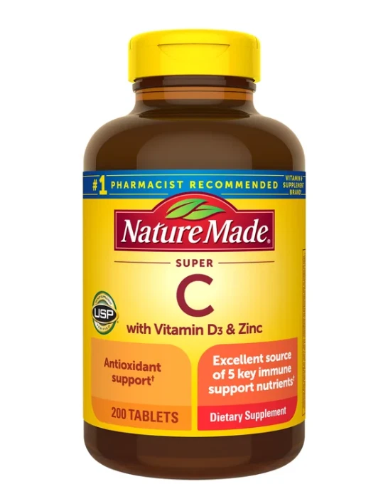 Vitamina Super C con D3 y Zinc Hecho en la Naturaleza 2 PACK de 200 Comprimidos! ¡OFERTA! Foto 2 de 4