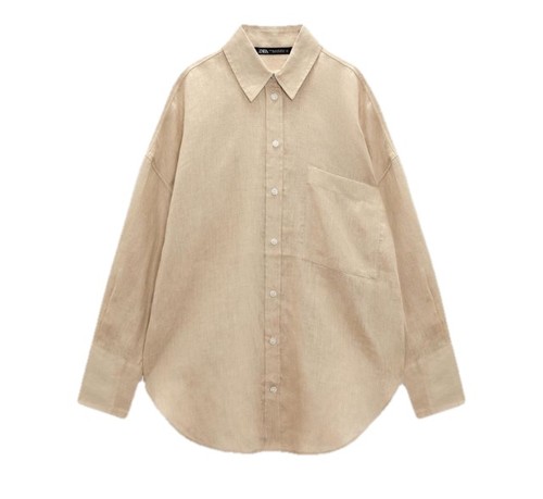 Zara Women's Oversized 100% linen Button Down Oversized Shirt Lounge Casual L - Picture 2 of 13