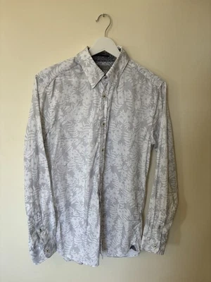 TED BAKER Regular Fit Dress Shirt White/Grey Floral Long Sleeve Size M - Image 1 of 3