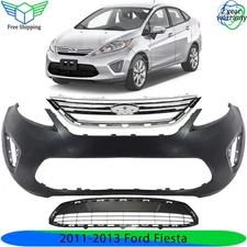 Front Bumper Cover Fascia & Grille Assembly Chrome For 2011-2013 Ford Fiesta
