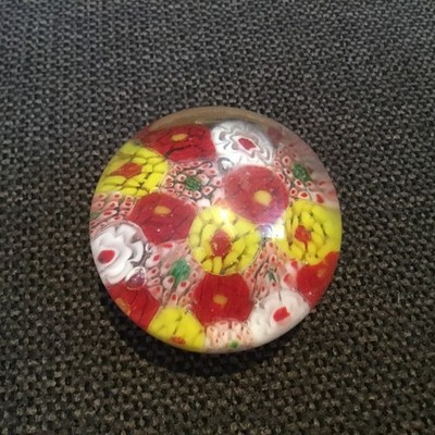 Murano Millefiori Style Art Glass Paperweight Vintage, Antique, Multi-Faceted