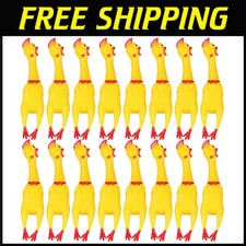 16 Pack Yellow Rubber Squeaky Chickens - Large Pet Chew Toys