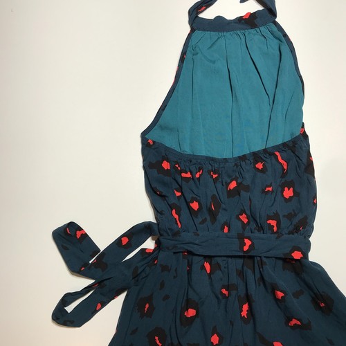 Angashion Romper Womens S Belted Halter Neck Backless Floral Print Green Orange - Picture 9 of 15