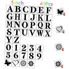 5 Inch Letter Stencils and Numbers,40 Pcs Reusable Plastic Large Alphabet Art