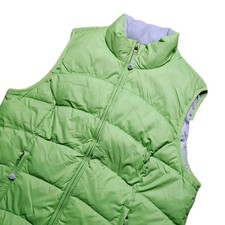LL Bean Women's XL Puffer Vest Jacket Goose Down Lined Green Full Zip OFJT1