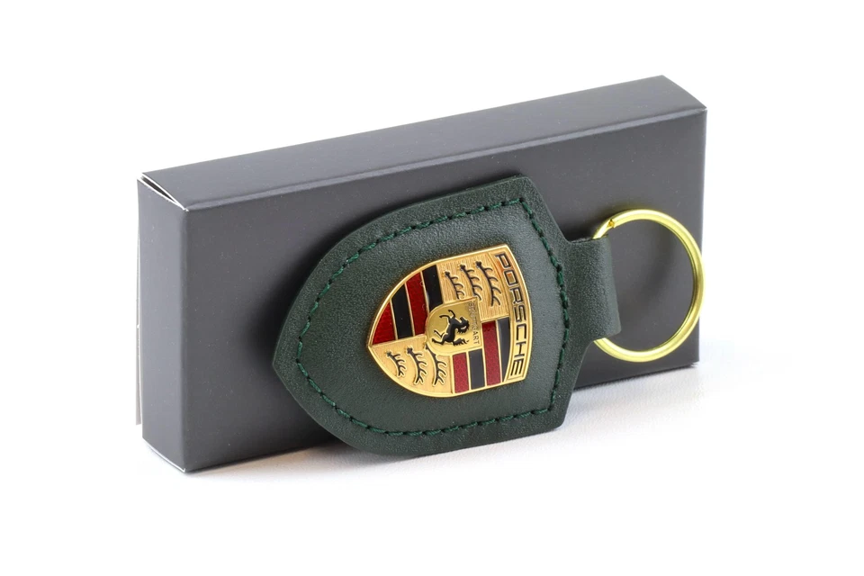 Original Porsche Wappen Schlüsselanhänger Keychain Leder Oak green WAP DEALER - Bild 2 von 4