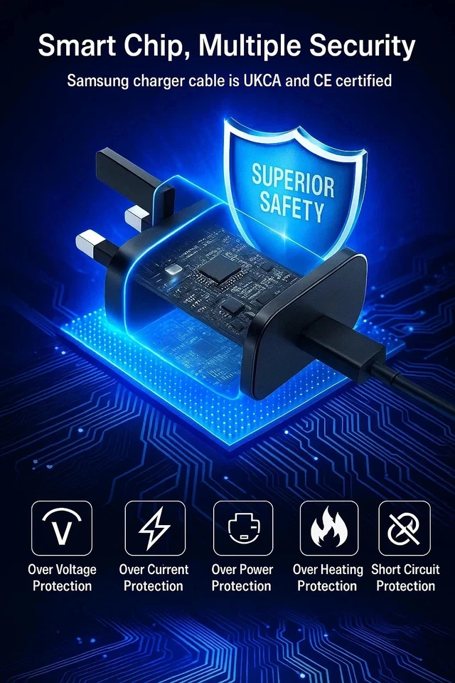 Enchufe y cable adaptador cargador súper rápido genuino 45W para Samsung Galaxy S24 S25+ Foto 3 de 4