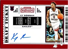 2019 Contenders Draft Picks #102 Ky Bowman Auto RC Rookie Card Boston College