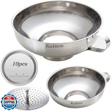 Kalave Canning Funnel, Food Grade Stainless Steel Canning Funnels with Strain