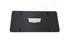 1x 3D ChromeCadillacLogo Emblem Carbon Style Aluminum Vanity Front License Plate