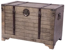 New Vintiquewise Old Fashioned Large Natural Wood Storage Trunk and Coffee Table