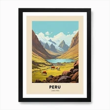 Lares Trek Peru 2 Vintage Hiking Tr Framed Wall Art Poster Canvas Print Picture