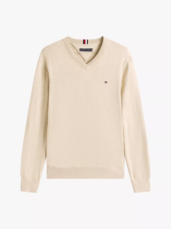 Tommy Hilfiger Herren Pullover V - Neck Pulli beige Größe M - XXXL - Bild 1 von 1