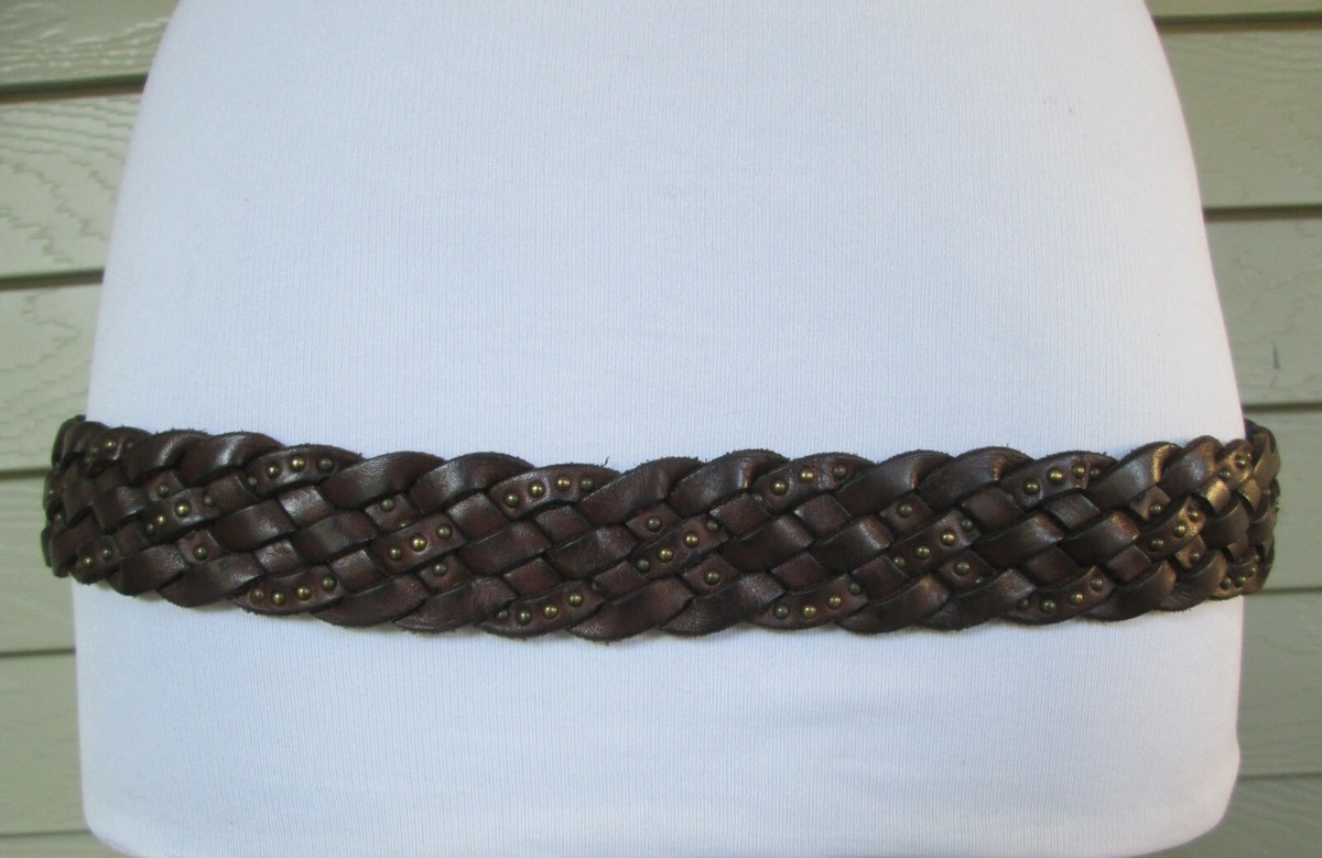 Abercrombie & Fitch Womens Brown Studded Leather Woven Brass  display picture 3