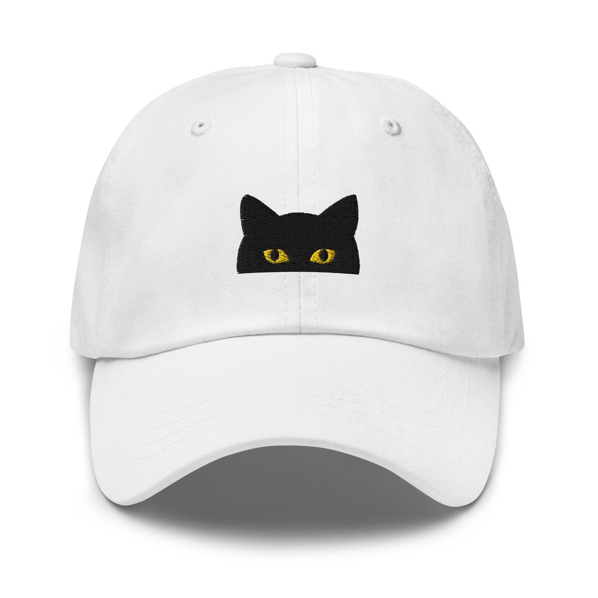Peeking Black Cat Embroidered Baseball Cap Cotton Adjustable 