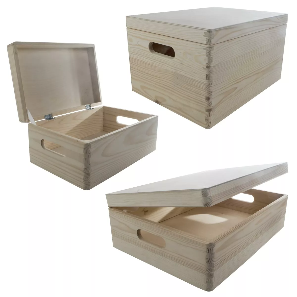 Under bed Wooden Unfinished Containers Choice of Sizes Keepsake Chests w Lid