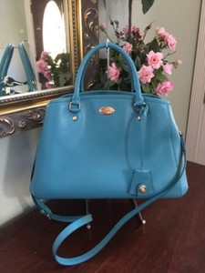 Coach-Margot-Bag-F34607-Satchel-Textured-Leather-Purse-Cadet-Blue-B1