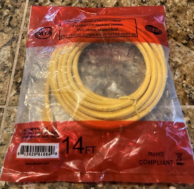 Shaxon Cat6 Patch Cable 14ft Yellow - BRAND NEW
