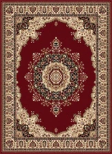 Red Petals Flowers Persien Area Rug Medallion Scrolls Ovals Oriental Carpet