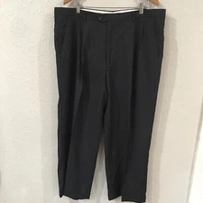 Pronto Uomo Men 41x27 Dress Pants Black 100% Wool Pleated Cuffed Career Formal