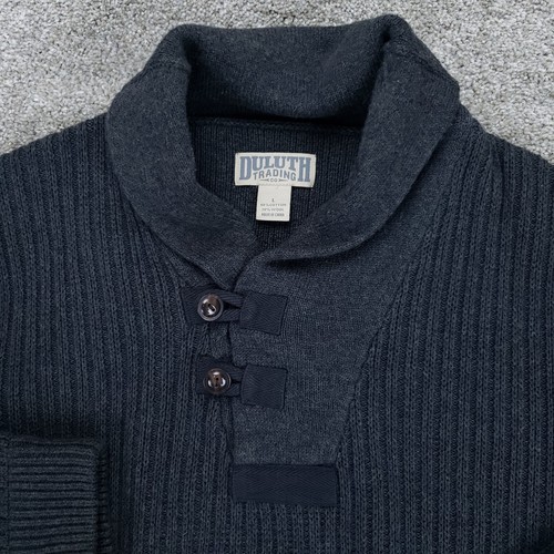 Duluth Trading Pullover Herren Large grau Baumwolle Wolle Schalkragen Infanterie Pullover - Bild 2 von 11