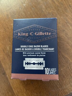 King C Gillette Double Edge RAZOR BLADES, Pack of 10. 