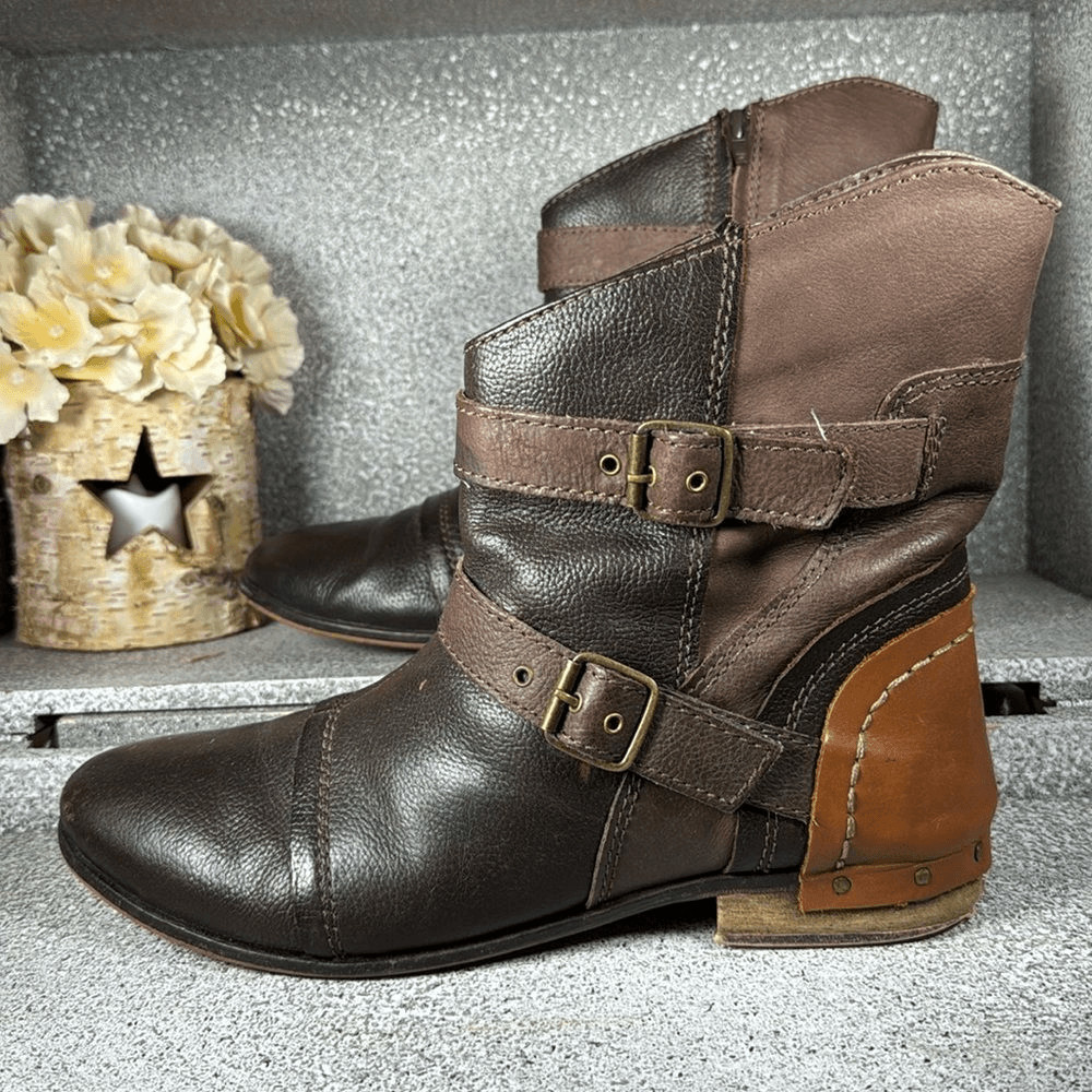 Naughty Monkey Leather Tricolored Patchwork Ankle… - image 2