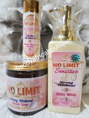 No Limit SENSITIVE Lotion, White Booster  Serum & Black Soap 100% Response 