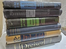 6x Antique Vintage Hardcover Books Shelf Decor Prop Staging Mystery History 