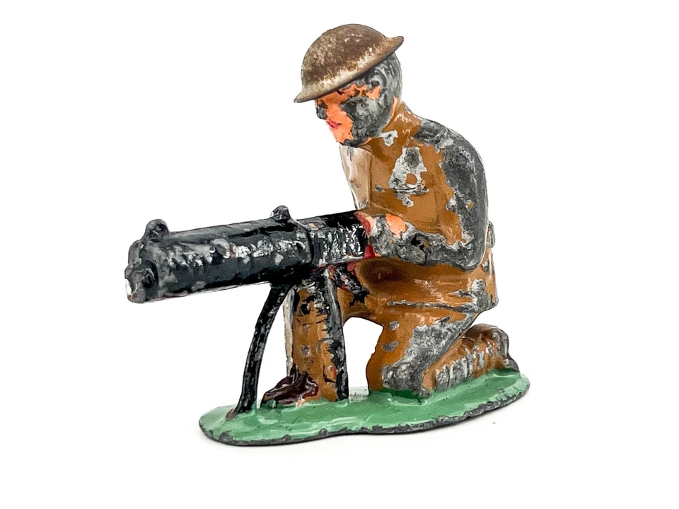 Винтажный Barclay / Manoil солдат пулемет оловянный шлем железа десятицентовик магазин слякоти литой - Изображение 2 из 4