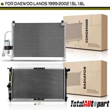 New Radiator & AC Condenser Cooling Kit for Daewoo	Lanos 1999-2002 Auto Trans