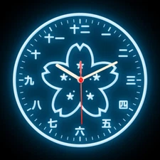 25ck1027 Japanese Kanji Sakura Cherry Blossom Home Décor Flexible Neon Clock