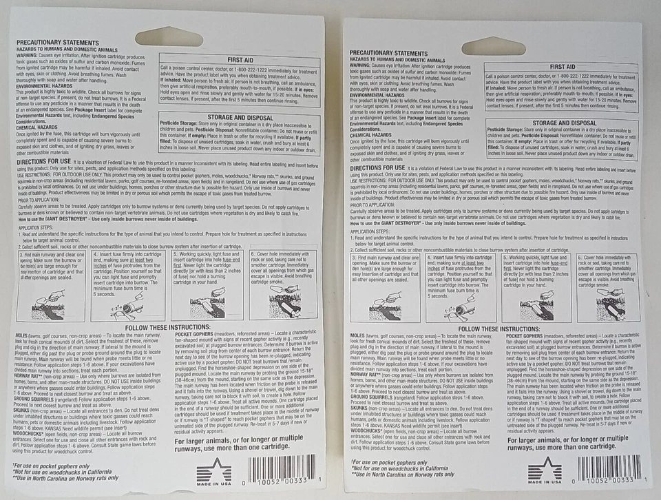 Paquete de 2 Super Gasser The Giant Destroyer para roedores de tierra ENVÍO GRATIS Foto 2 de 3