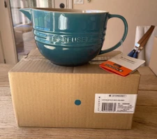 Le Creuset Stoneware Batter Mixing Bowl 2 qt Deep Teal Blue NEW