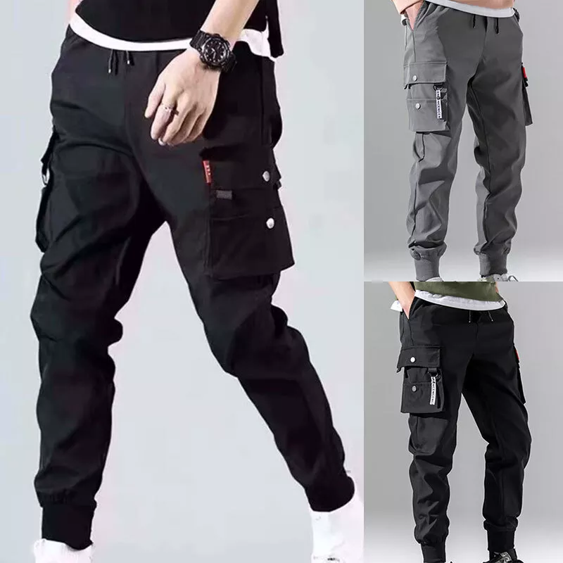 Man's Casual Joggers Pants Sweatpants Cargo Combat Sports Trousers Accept  Offer