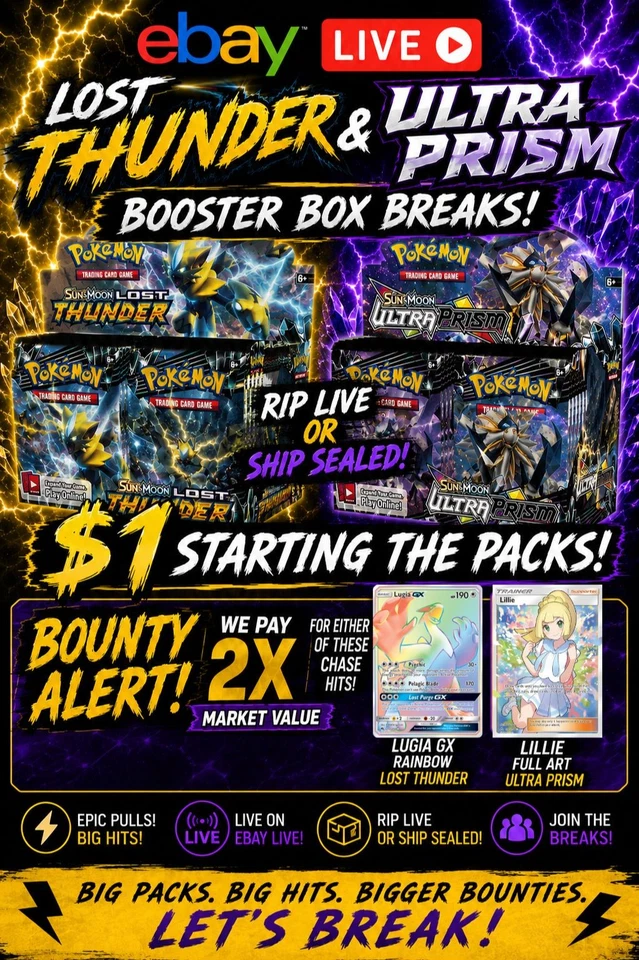 🔥SUN & MOON BOX BREAKS!🔥 ULTRA PRISM / LOST THUNDER + BOUNTY!