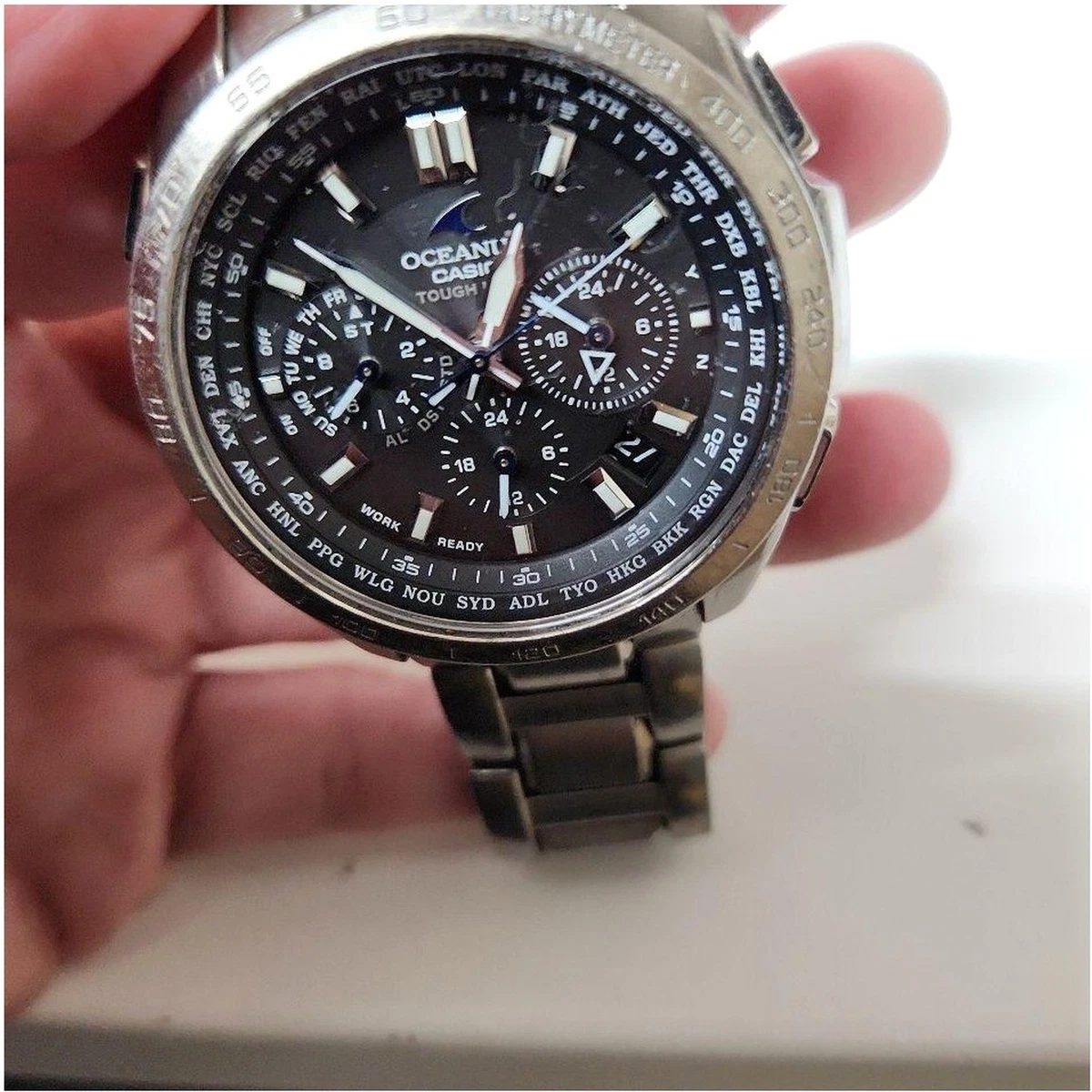 Reloj Cronógrafo Casio Oceanus OCW-T600 Titanio Resistente Solar Multi Banda 6