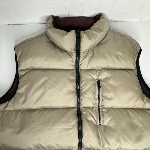 Y2k Vintage Old Navy Reversible Down Puffer Vest Size XL Brown Maroon Gorpcore - Picture 14 of 16