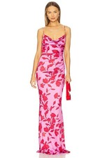 Katie May Beth Gown in Spicy Pink Floral Long M NWT $268