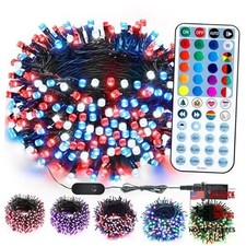 Color Changing RGB Christmas Lights, 66ft 200 LED Red White 200 LED - Remote