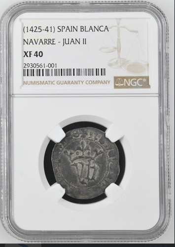Spain Blanca Navarre, 1425-41, Juan II, NGC XF40 - Picture 1 of 2