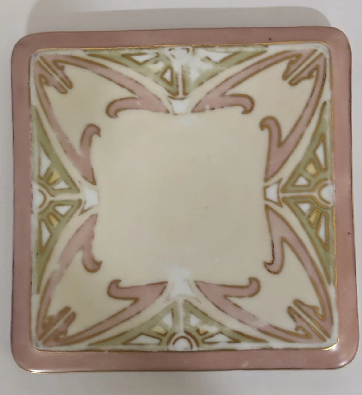 Antique Bohemian Art Nouveau Porcelain Trivet Teapot Stand Secessionist Gold - product detail image 2