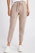 FRANK & EILEEN Eamon Jogger Sweatpants Triple Fleece Biscotti Brown Med NEW