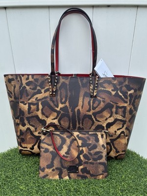 CHRISTIAN LOUBOUTIN LARGE CABATA BENGALI LEATHER TOTE BAG SPIKES W/POUCH SET NEW