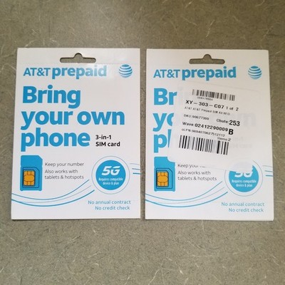AT&T Prepaid Bring Your Own Phone or Tablet Sim Kit | Universal 3-in-1 Sim Card 