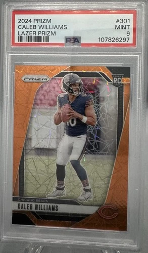 2024 Panini Prizm - Caleb Williams Orange Lazer RC #301 Rookie Card - PSA 9 🔥