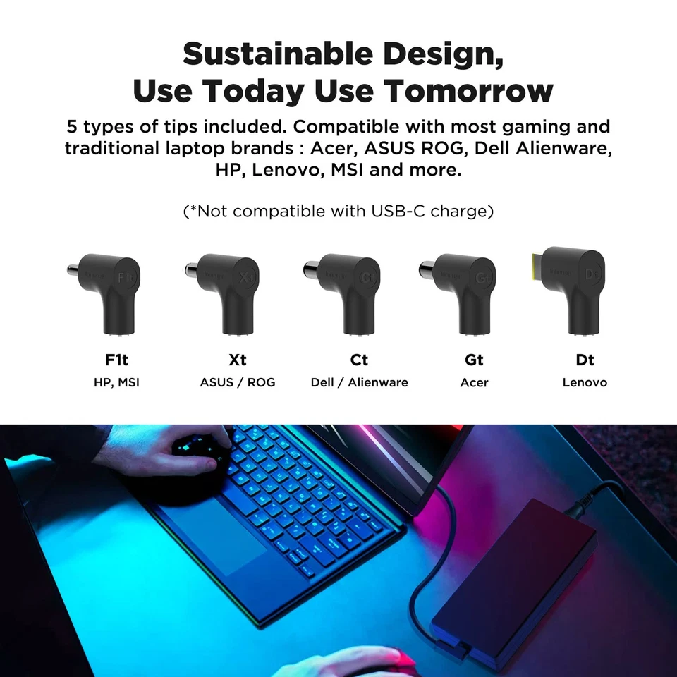 Adaptador de corriente cargador universal para portátil para juegos T24 240W 230W para Acer ASUS ROG... Foto 3 de 4