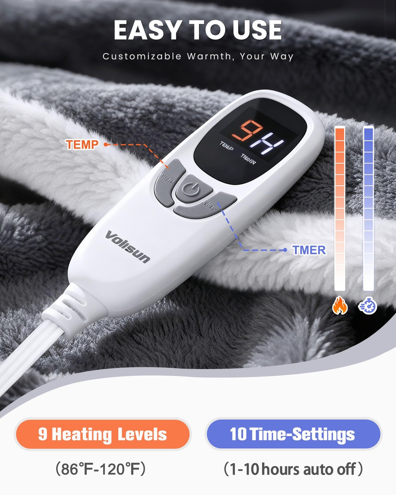 Wearable Heated Blanket with Foot Pocket,Electric Snuggle Throw Blanket with ...