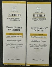 Kiehls Better Screen UV Serum Sunscreen SPF50+ 1.7oz Full-Size See Box. Set Of 2